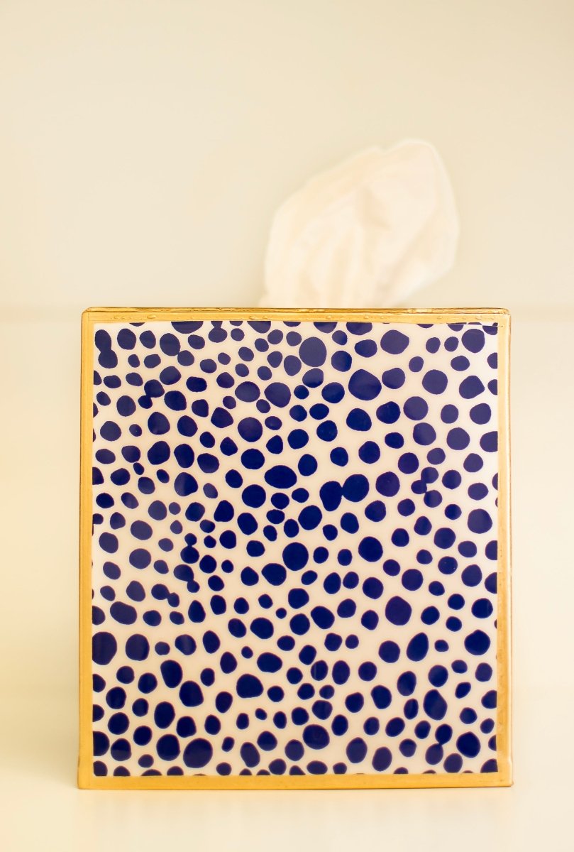 Shagreen Enameled Tissue Box Cover - Blue & White - Avail 02/22 - Tissue Box Cover from Jaye's Studio