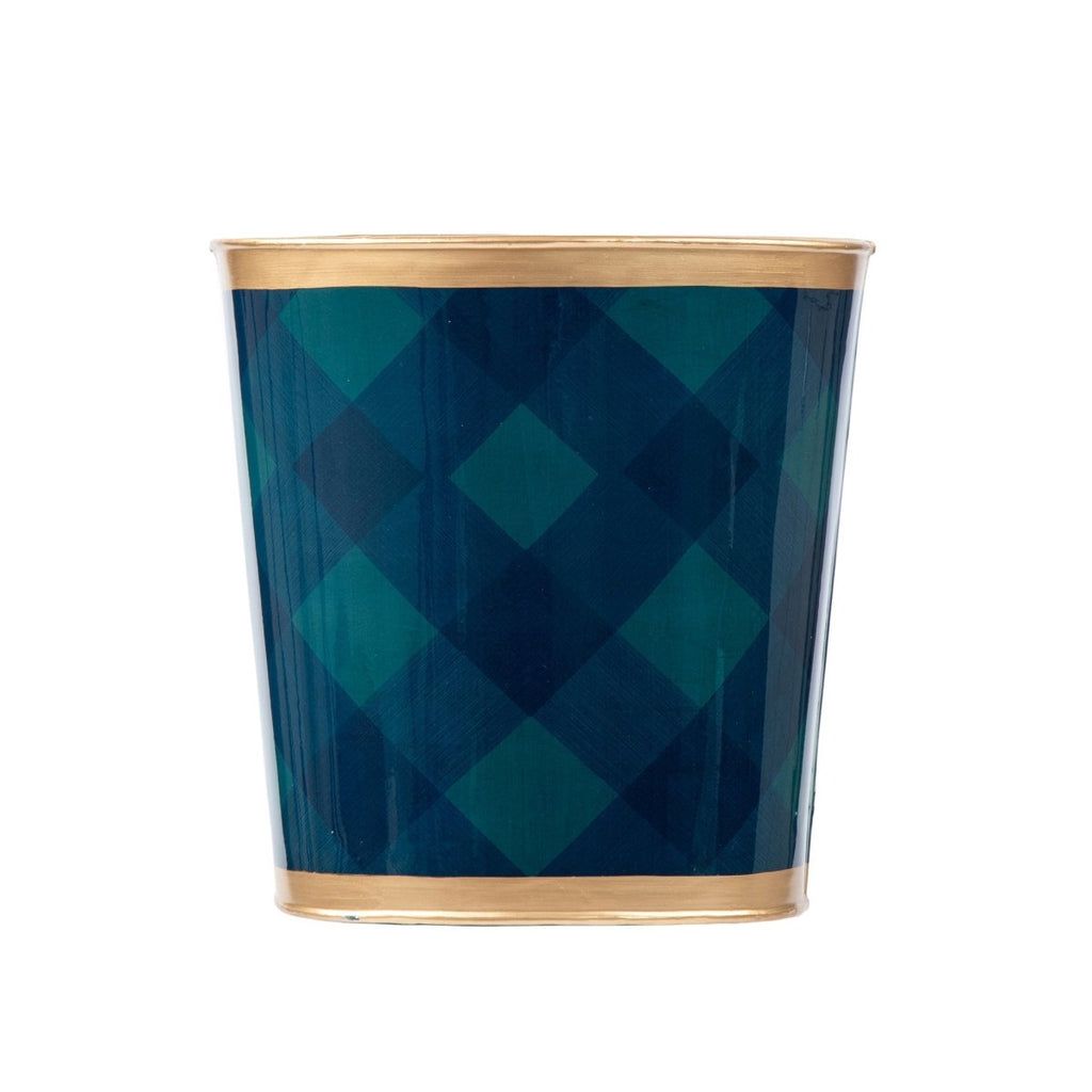 Sussex Plaid Enameled Oval Wastebasket - Avail 09/21 - Wastebaskets from Jaye's Studio