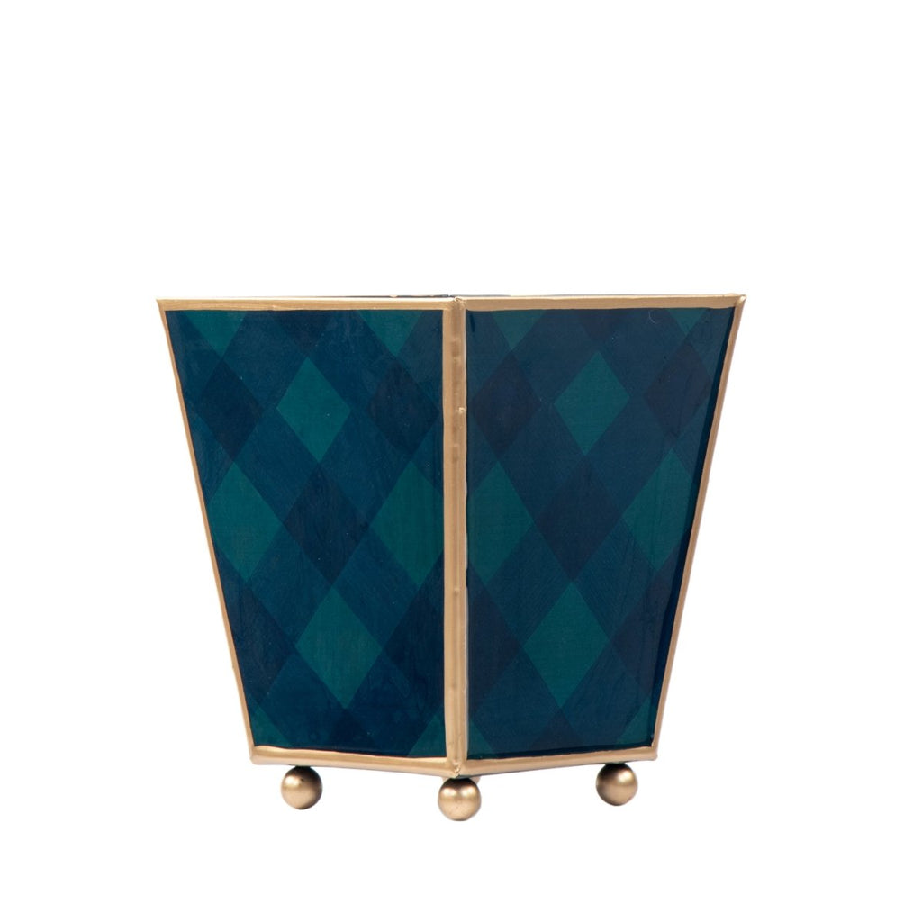 Sussex Plaid Enameled Square Cachepot Planter - Avail 09/21 - Cachepots from Jaye's Studio