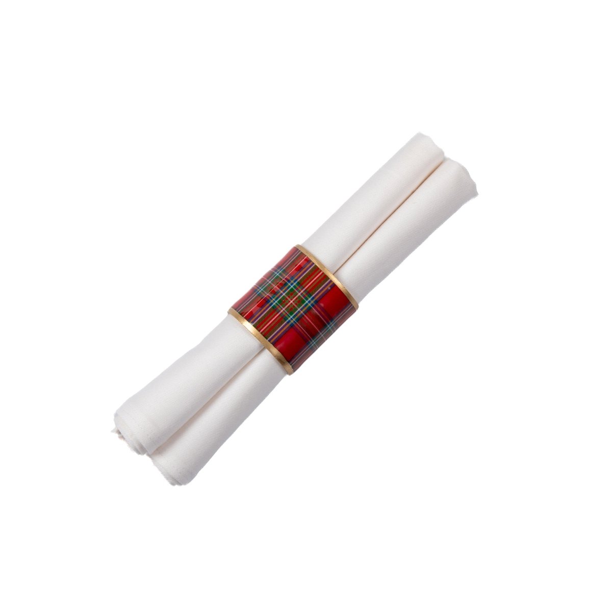 Tartan Plaid Enameled Multi - Color Napkin Rings for Dinnerware, Table Setting, Dinner Party (Pack of 4) - Avail 11/26 - Napkin Rings from Jaye's Studio
