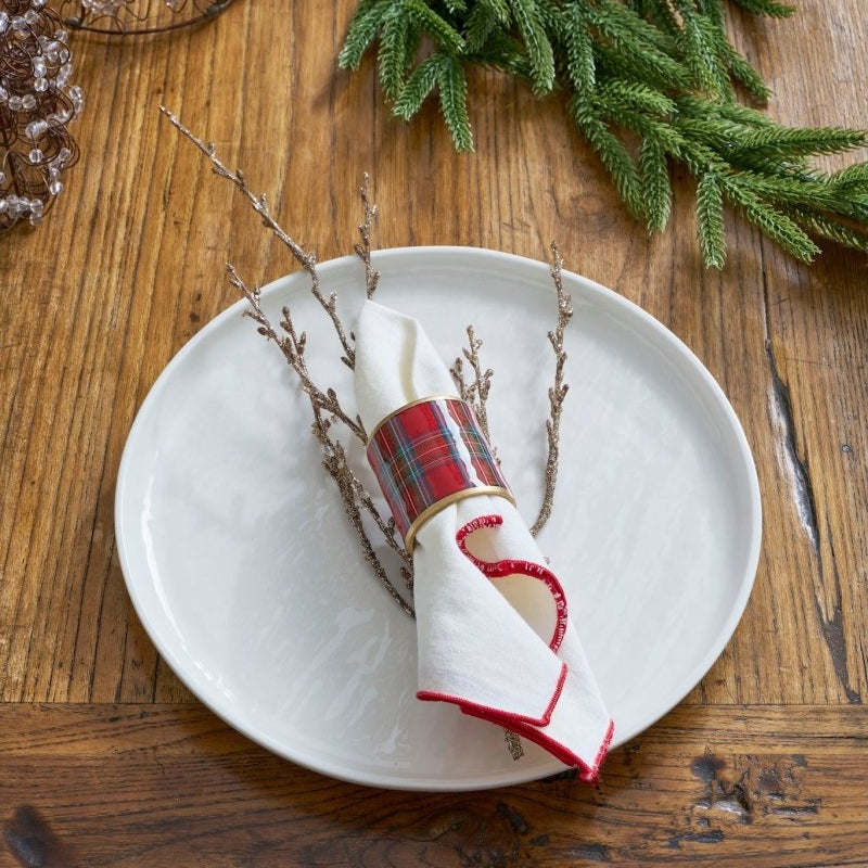Tartan Plaid Enameled Multi - Color Napkin Rings for Dinnerware, Table Setting, Dinner Party (Pack of 4) - Avail 11/26 - Napkin Rings from Jaye's Studio