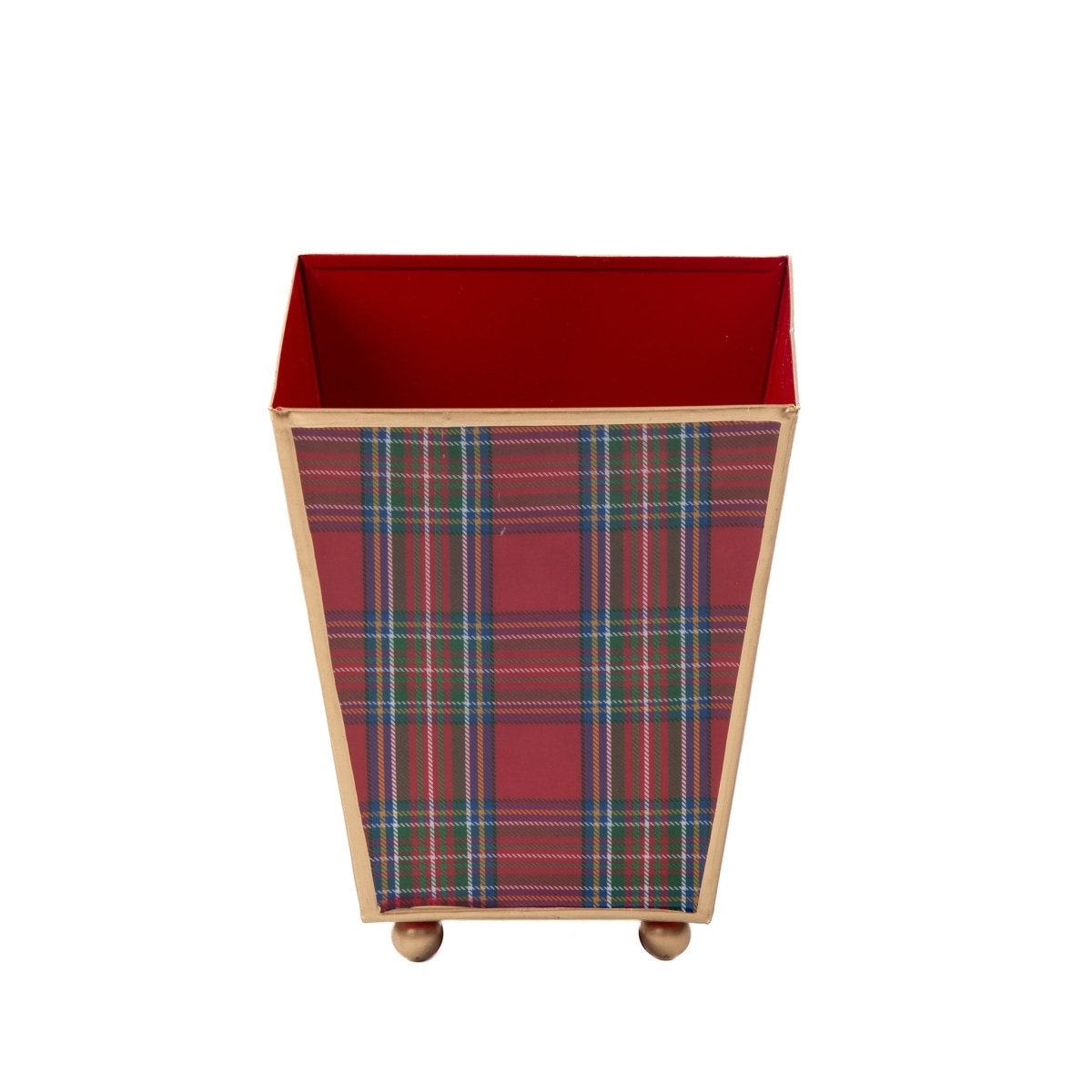 Tartan Plaid Enameled Multi - Color Square Metal Cachepot Planter for Bedroom, Home Office, Kitchen, Living Room - Cachepots from Jaye's Studio
