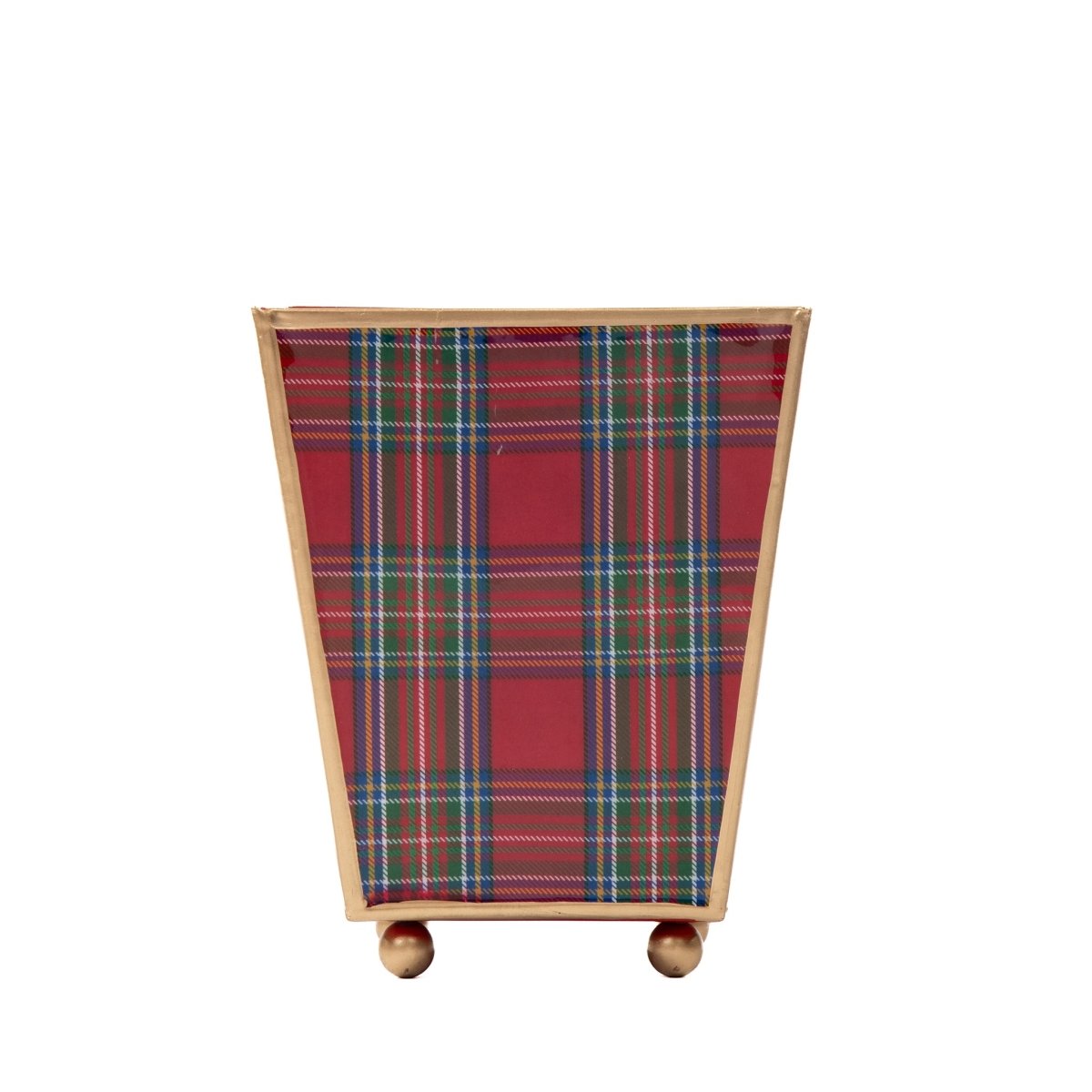 Tartan Plaid Enameled Multi - Color Square Metal Cachepot Planter for Bedroom, Home Office, Kitchen, Living Room - Cachepots from Jaye's Studio