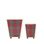 Tartan Plaid Enameled Multi - Color Square Metal Cachepot Planter for Bedroom, Home Office, Kitchen, Living Room - Cachepots from Jaye's Studio