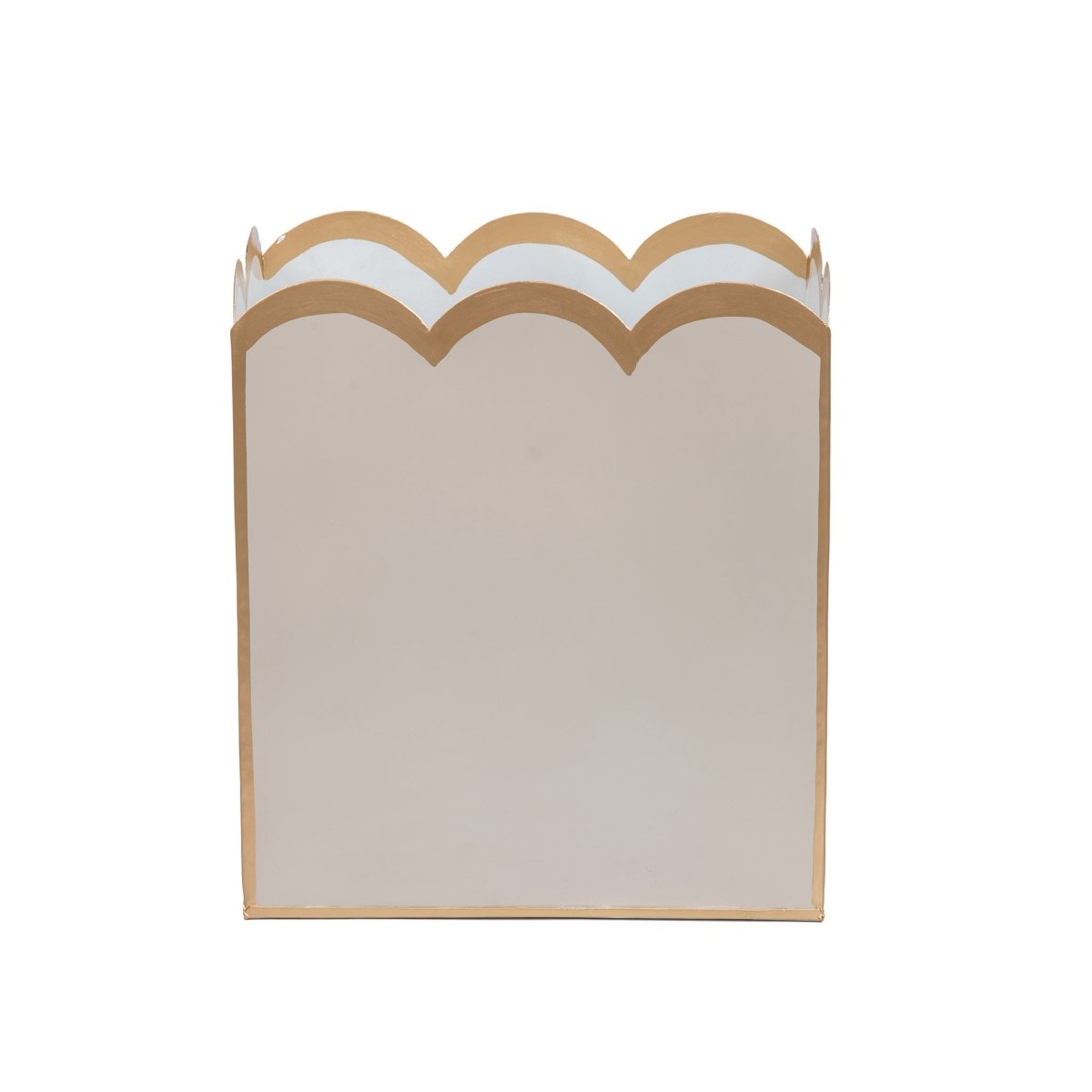 Taupe and White Modern Bathroom Trash Can, Wastebasket, Dustbin for Bedroom, Home Office, Vanity - Rectangle without Lid - Wastebaskets from Jaye's Studio