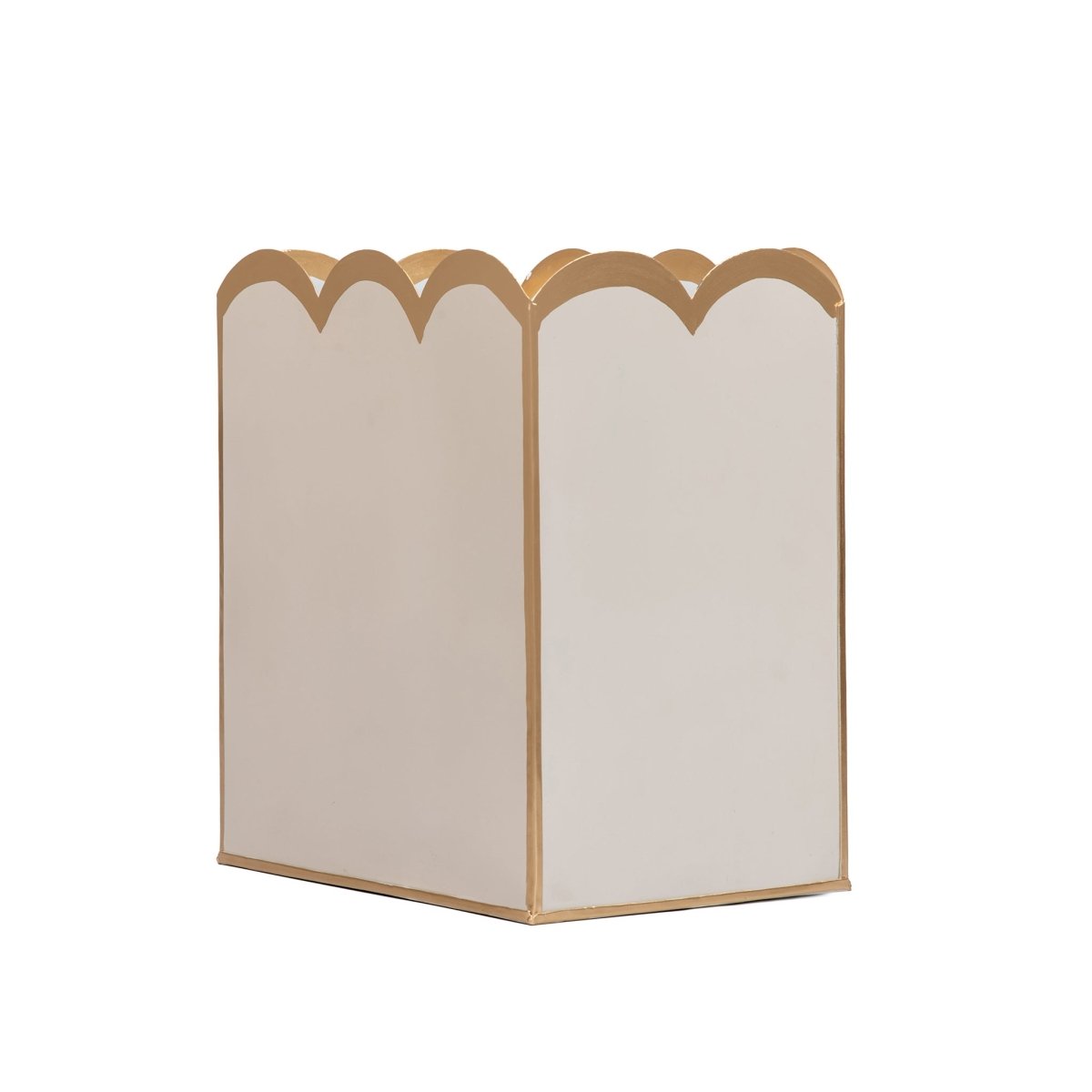 Taupe and White Modern Bathroom Trash Can, Wastebasket, Dustbin for Bedroom, Home Office, Vanity - Rectangle without Lid - Wastebaskets from Jaye's Studio