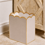 Taupe and White Modern Bathroom Trash Can, Wastebasket, Dustbin for Bedroom, Home Office, Vanity - Rectangle without Lid - Wastebaskets from Jaye's Studio