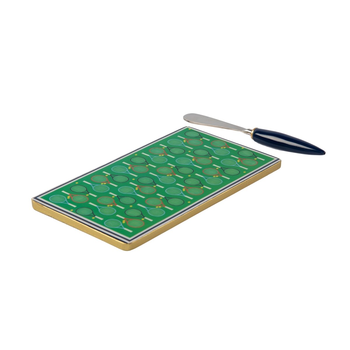 Tennis Themed Enameled Multi - Color Charcuterie Board, Wooden Cutting Board, Barware, Chopping Board for Serving and Food Prep - Charcuterie Board from Jaye's Studio