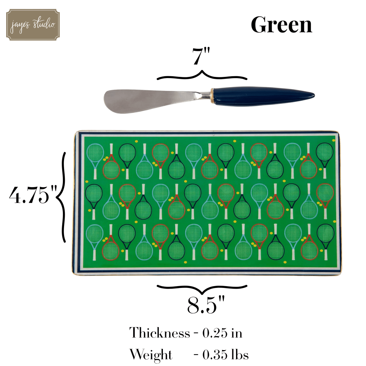 Tennis Themed Enameled Multi - Color Charcuterie Board, Wooden Cutting Board, Barware, Chopping Board for Serving and Food Prep - Charcuterie Board from Jaye's Studio