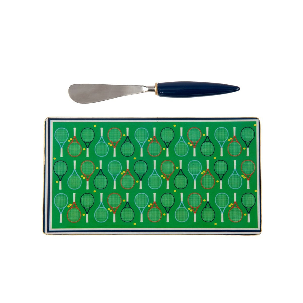 Tennis Themed Enameled Multi - Color Charcuterie Board, Wooden Cutting Board, Barware, Chopping Board for Serving and Food Prep - Charcuterie Board from Jaye's Studio