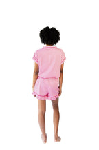 Ticking Stripe Luxe Ruffled Pajama Summer Set - Pink - Pajama Sets from Jaye's Studio