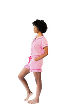 Ticking Stripe Luxe Ruffled Pajama Summer Set - Pink - Pajama Sets from Jaye's Studio