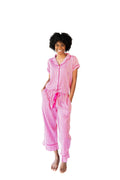 Ticking Stripe Luxe Sateen Capri Pajama Set - Pink - Pajama Sets from Jaye's Studio