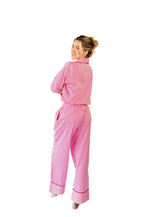 Ticking Stripe Luxe Sateen Full Pajama Set - Pink - Pajama Sets from Jaye's Studio