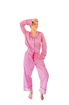 Ticking Stripe Luxe Sateen Full Pajama Set - Pink - Pajama Sets from Jaye's Studio