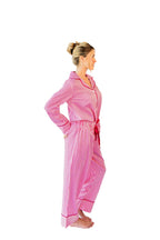 Ticking Stripe Luxe Sateen Full Pajama Set - Pink - Pajama Sets from Jaye's Studio