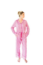 Ticking Stripe Luxe Sateen Full Pajama Set - Pink - Pajama Sets from Jaye's Studio