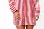 Ticking Stripe Luxe Sateen Sleep Shirt - Red - Sleep Shirt from Jaye's Studio