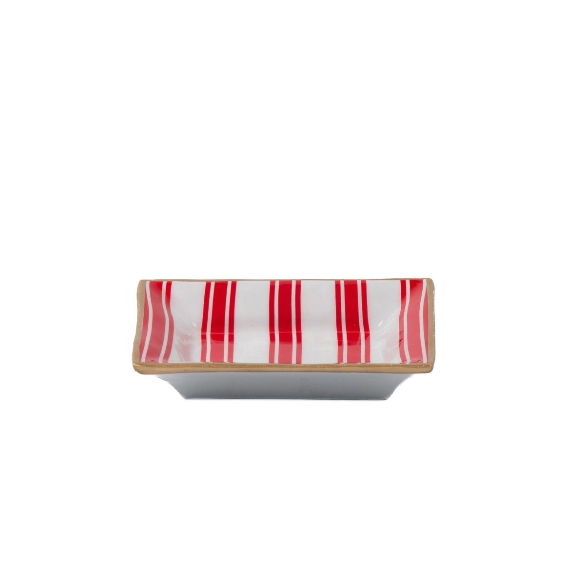 Ticking Stripe Red Rectangle Catch All Tray, Jewelry Tray for Bathroom, Vanity - Decorative Landry Tray - Trinket Trays from Jaye's Studio