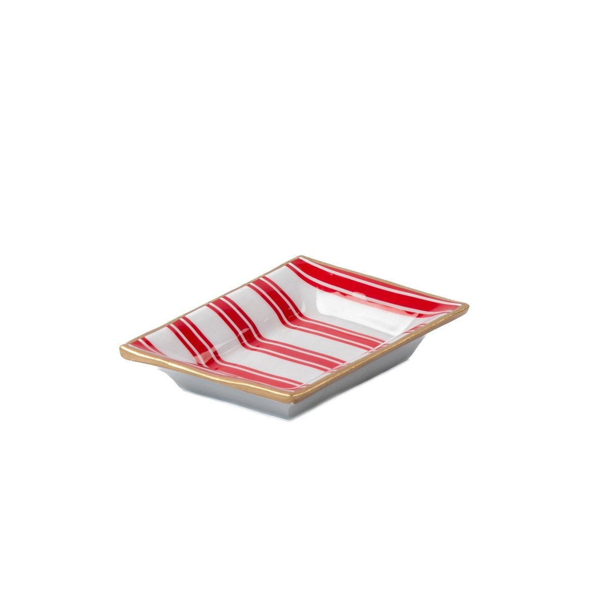 Ticking Stripe Red Rectangle Catch All Tray, Jewelry Tray for Bathroom, Vanity - Decorative Landry Tray - Trinket Trays from Jaye's Studio