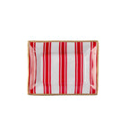 Ticking Stripe Red Rectangle Catch All Tray, Jewelry Tray for Bathroom, Vanity - Decorative Landry Tray - Trinket Trays from Jaye's Studio