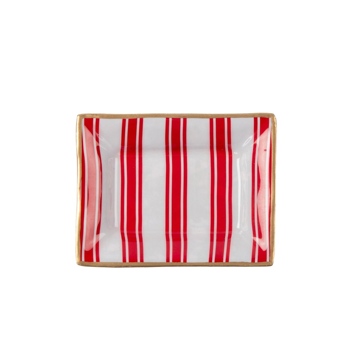 Ticking Stripe Red Rectangle Catch All Tray, Jewelry Tray for Bathroom, Vanity - Decorative Landry Tray - Trinket Trays from Jaye's Studio