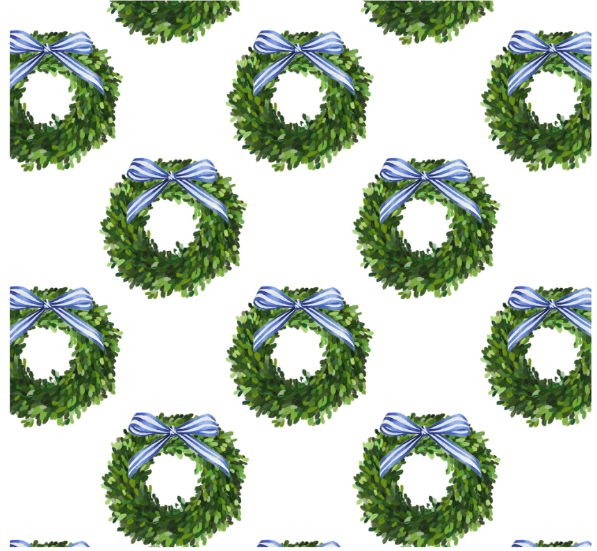 Wreath Enameled Jaye Tray - Blue & Green - Avail 12/05