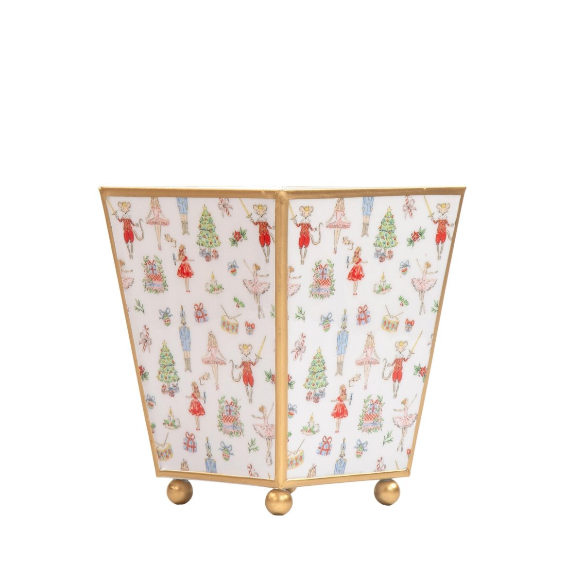 Watercolor Nutcracker Enameled Multi - Color Square Metal Cachepot Planter for Bedroom, Home Office, Kitchen, Living Room - Cachepots from Jaye's Studio