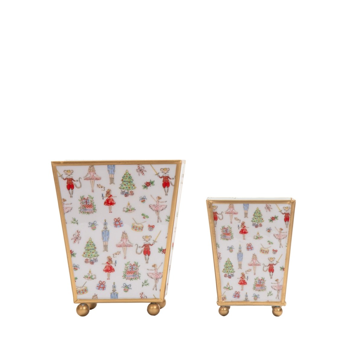Watercolor Nutcracker Enameled Multi - Color Square Metal Cachepot Planter for Bedroom, Home Office, Kitchen, Living Room - Cachepots from Jaye's Studio