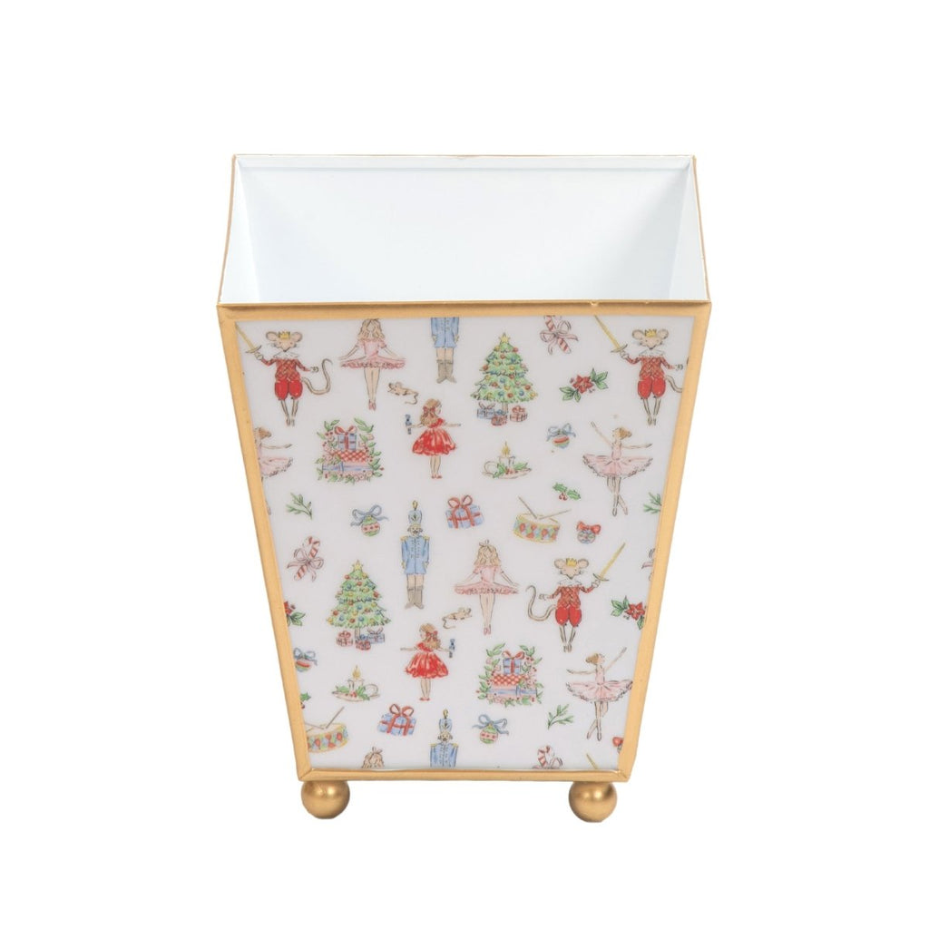 Watercolor Nutcracker Enameled Multi - Color Square Metal Cachepot Planter for Bedroom, Home Office, Kitchen, Living Room - Cachepots from Jaye's Studio