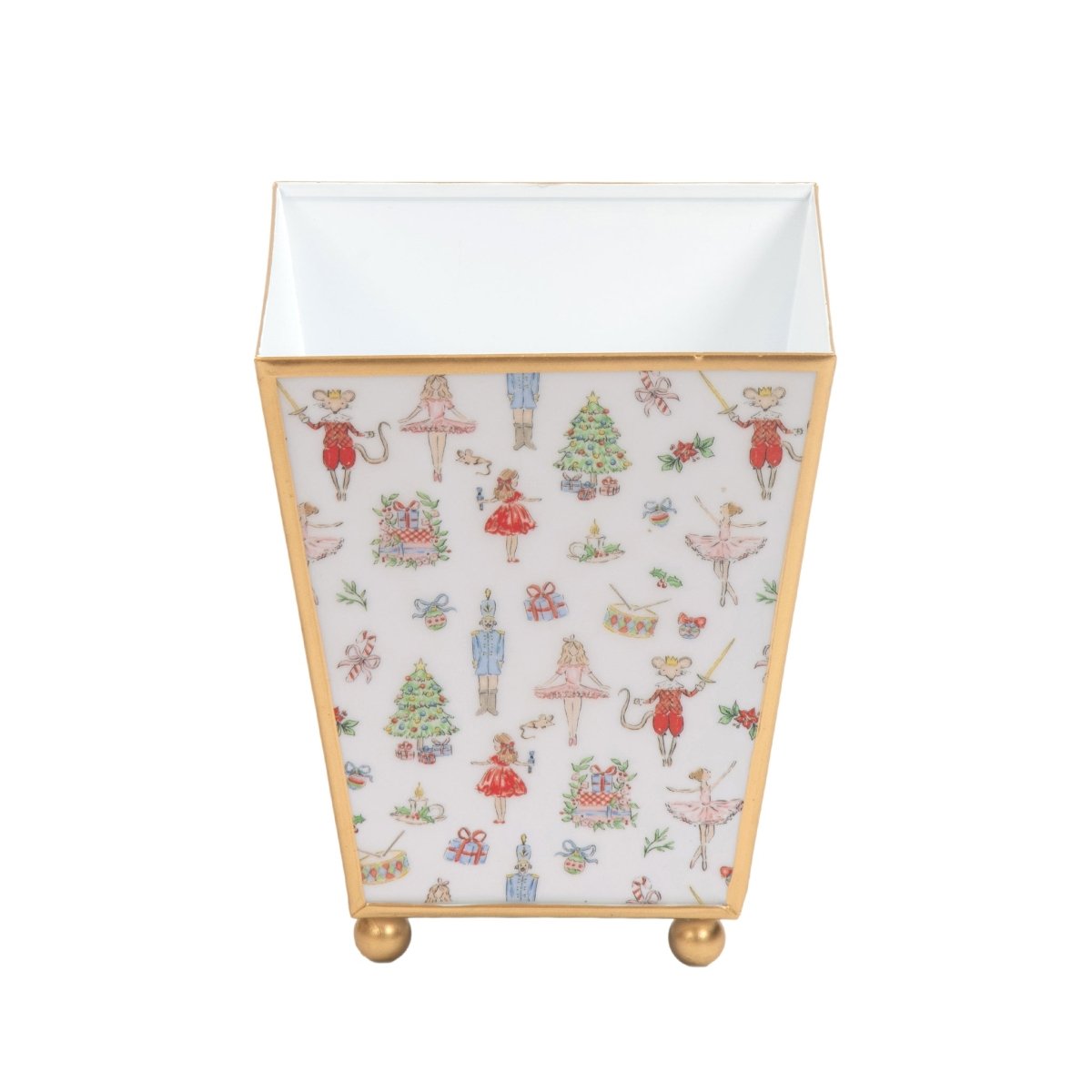 Watercolor Nutcracker Enameled Multi - Color Square Metal Cachepot Planter for Bedroom, Home Office, Kitchen, Living Room - Cachepots from Jaye's Studio