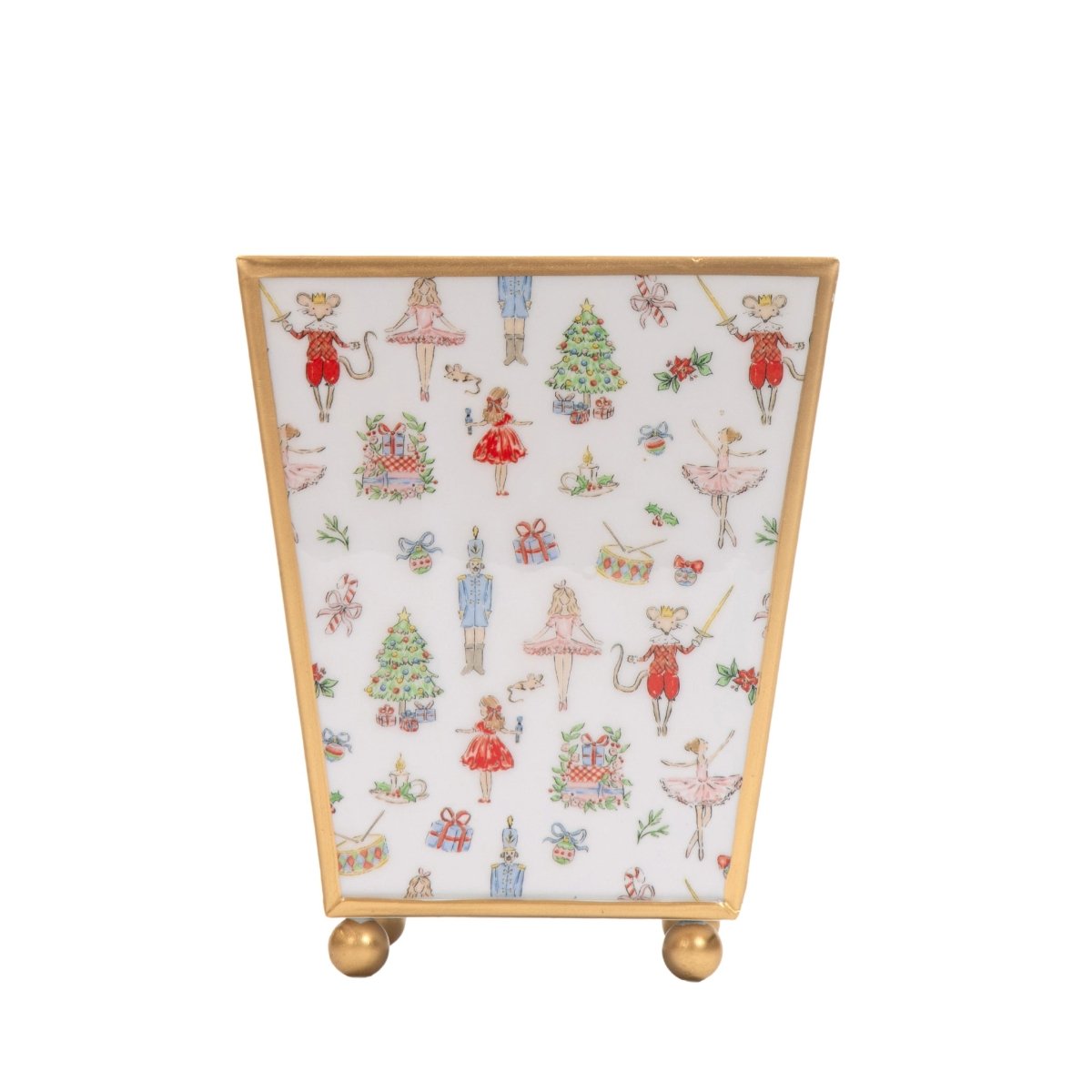 Watercolor Nutcracker Enameled Multi - Color Square Metal Cachepot Planter for Bedroom, Home Office, Kitchen, Living Room - Cachepots from Jaye's Studio