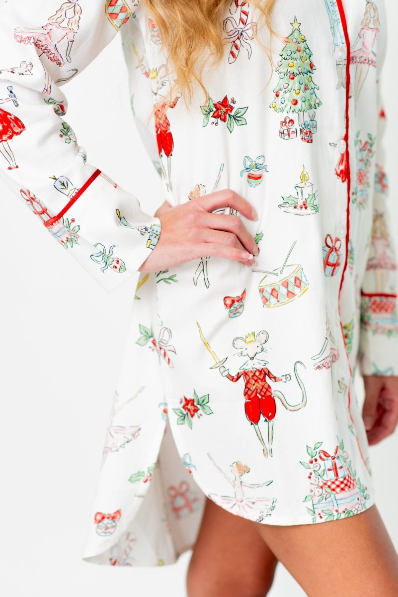 Watercolor Nutcracker Luxe Sateen Sleep Shirt - Sleep Shirt from Jaye's Studio
