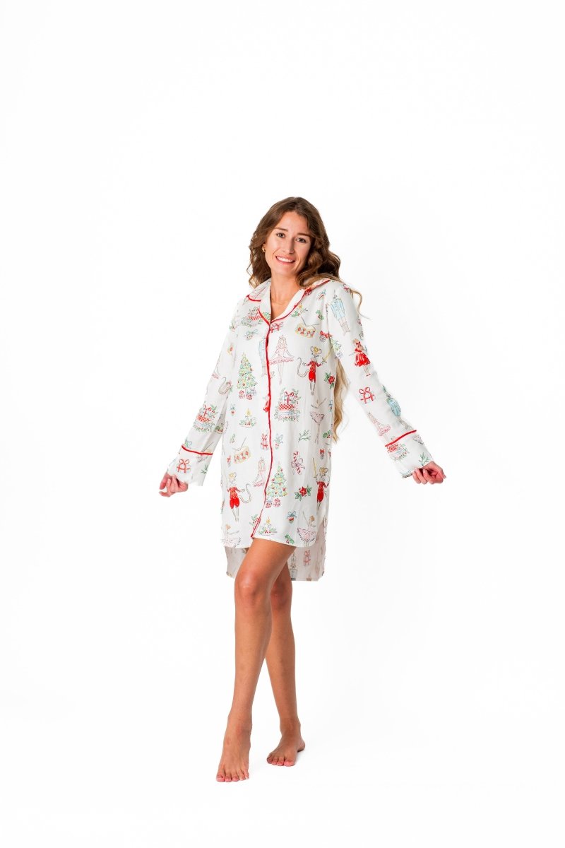 Watercolor Nutcracker Luxe Sateen Sleep Shirt - Sleep Shirt from Jaye's Studio