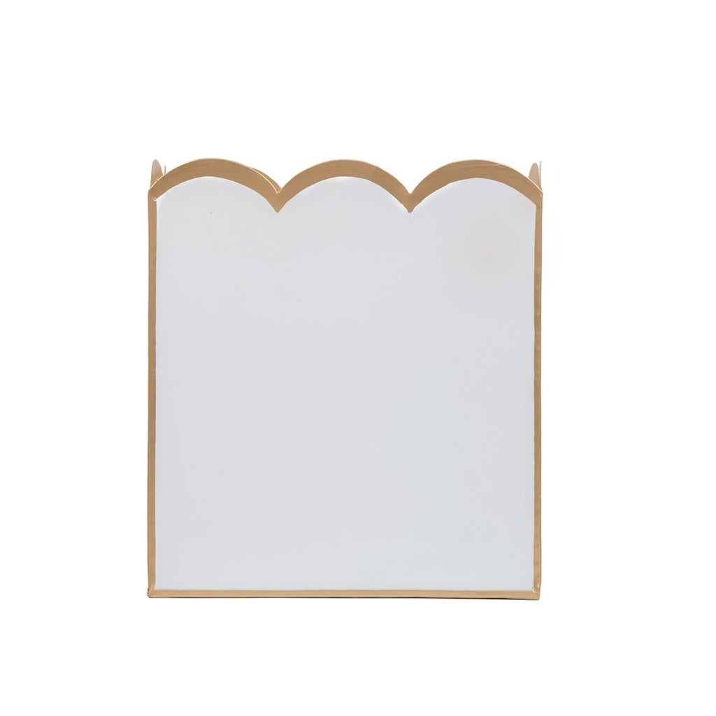 White with Taupe Modern Bathroom Trash Can, Wastebasket, Dustbin for Bedroom, Home Office, Vanity - Rectangle without Lid - Wastebaskets from Jaye's Studio