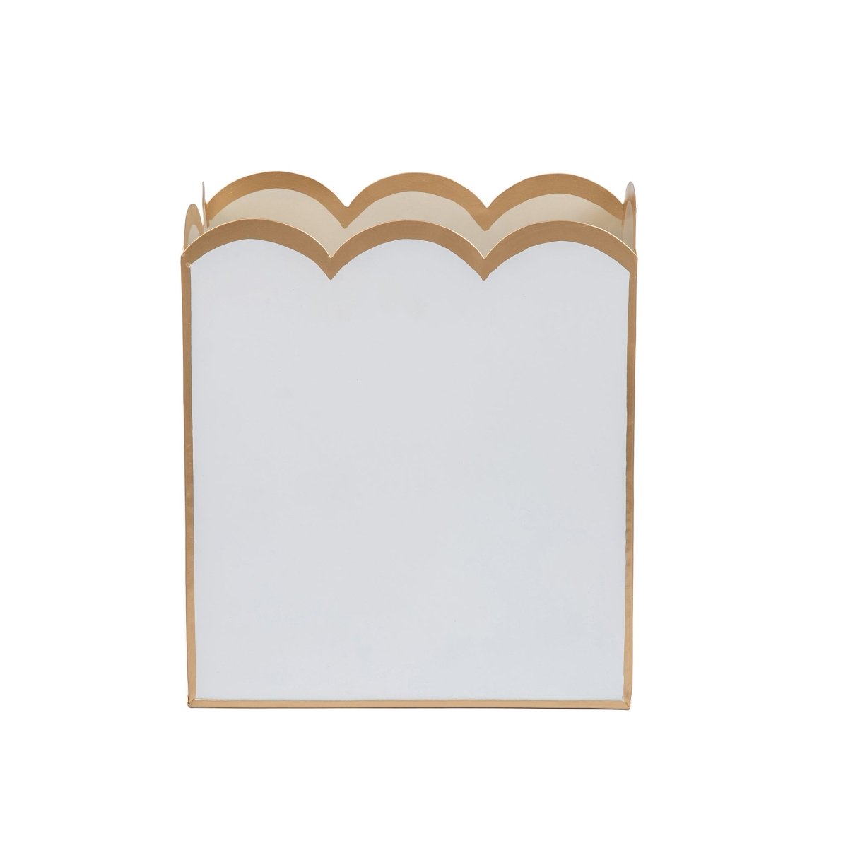 White with Taupe Modern Bathroom Trash Can, Wastebasket, Dustbin for Bedroom, Home Office, Vanity - Rectangle without Lid - Wastebaskets from Jaye's Studio