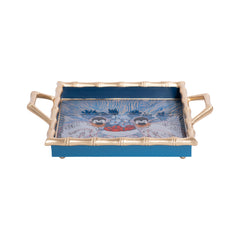 Sour Patch Monkey Enameled Blue Square Chang Mai Serving Tray - Decorative Tray