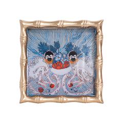Sour Patch Monkey Enameled Blue Square Chang Mai Cocktail Napkin Tray - Decorative Tray