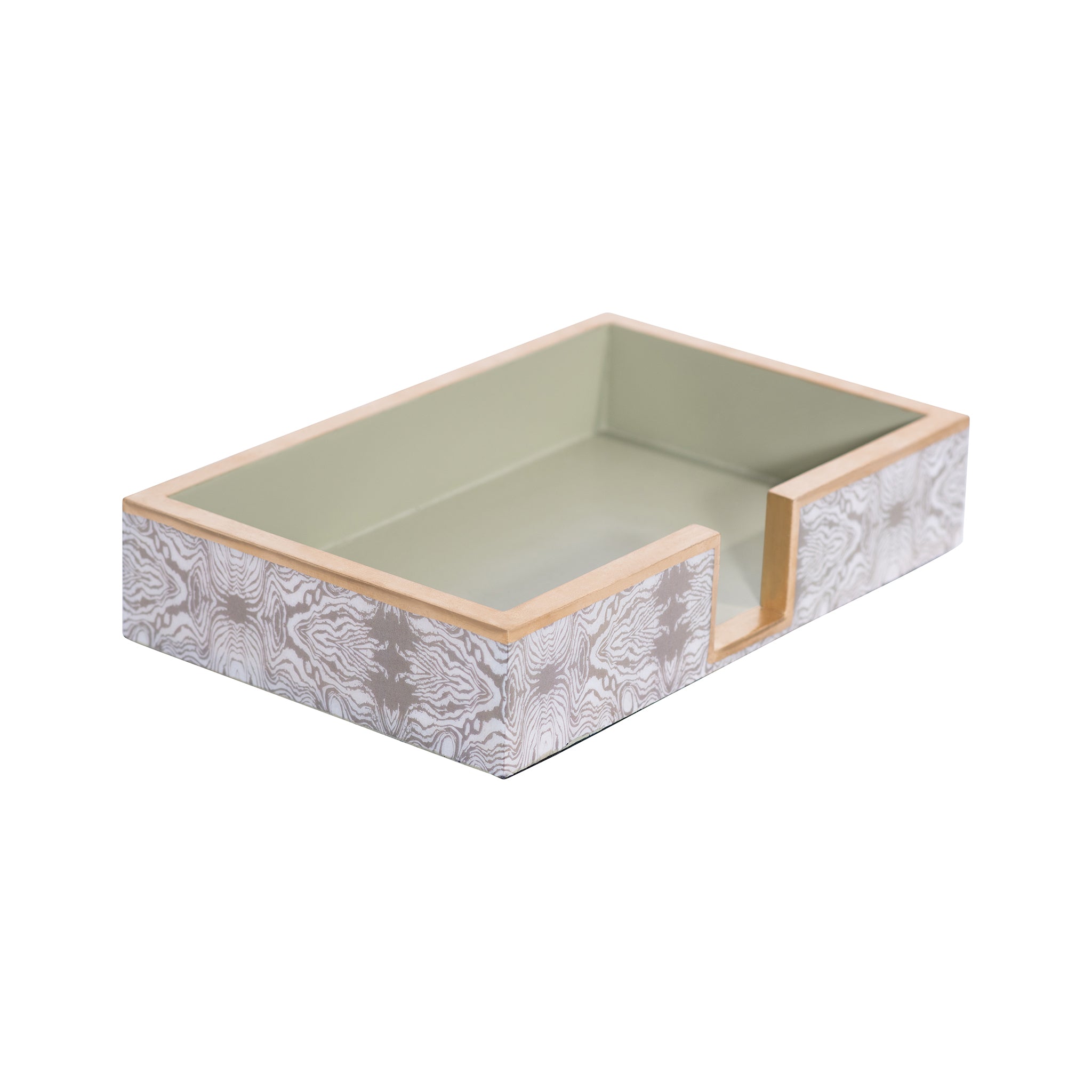 Faux Bois Enameled Amelia Guest Towel Tray - White & Taupe