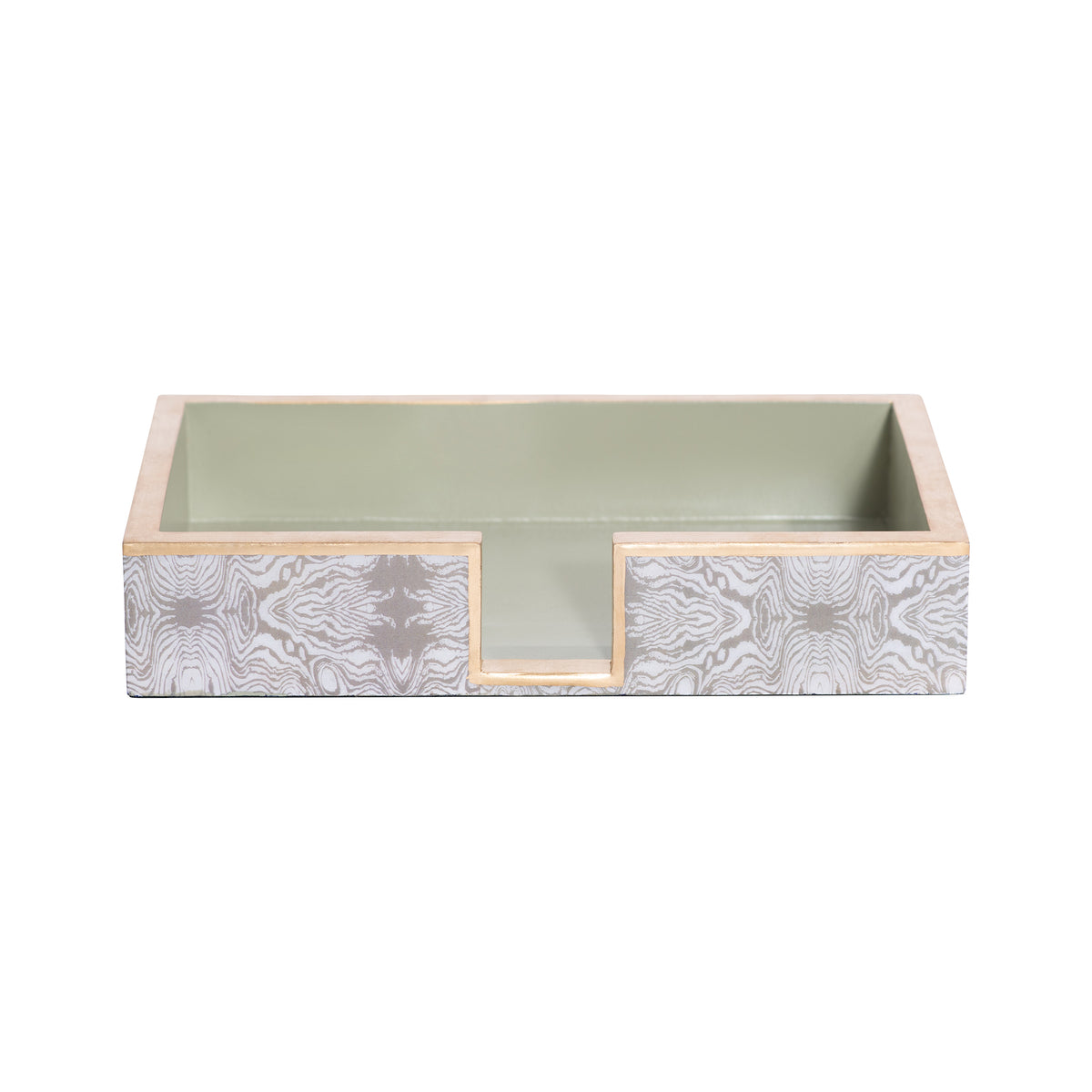 Faux Bois Enameled Amelia Guest Towel Tray - White & Taupe