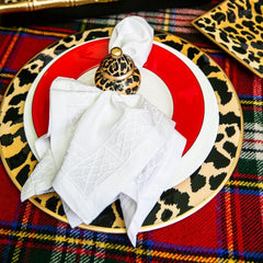 Leopard Spots Enameled Brown Charger Plate for Dinnerware - Decorative Home Decor (4pk) - Avail 07/18