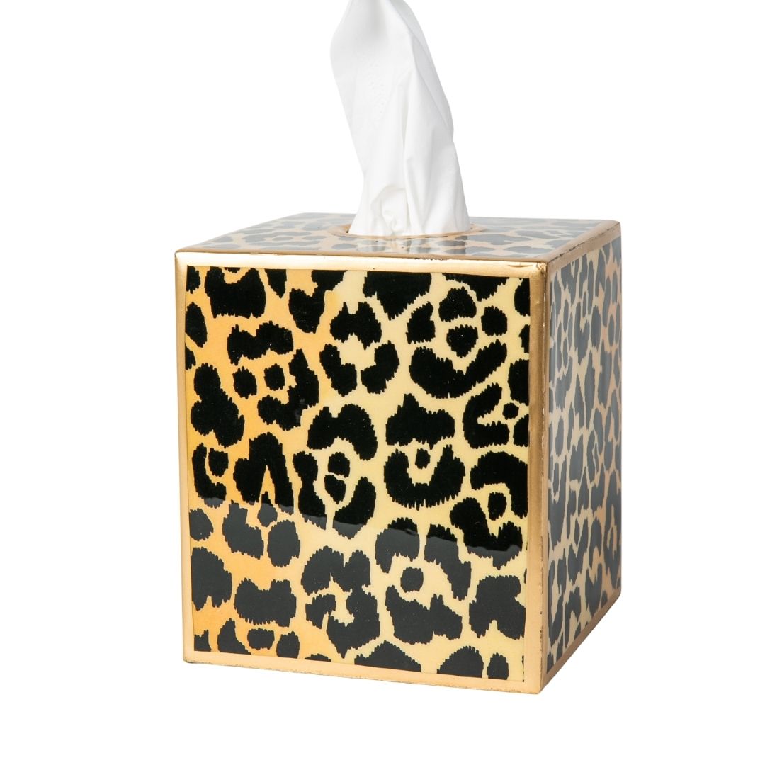 Leopard Spots Enameled Tissue Box Cover