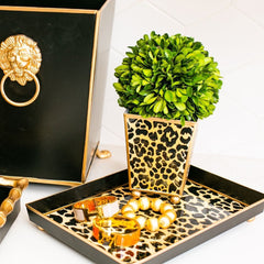 Leopard Spots Enameled Brown Rectangle Vanity Tray - Oliver Tray