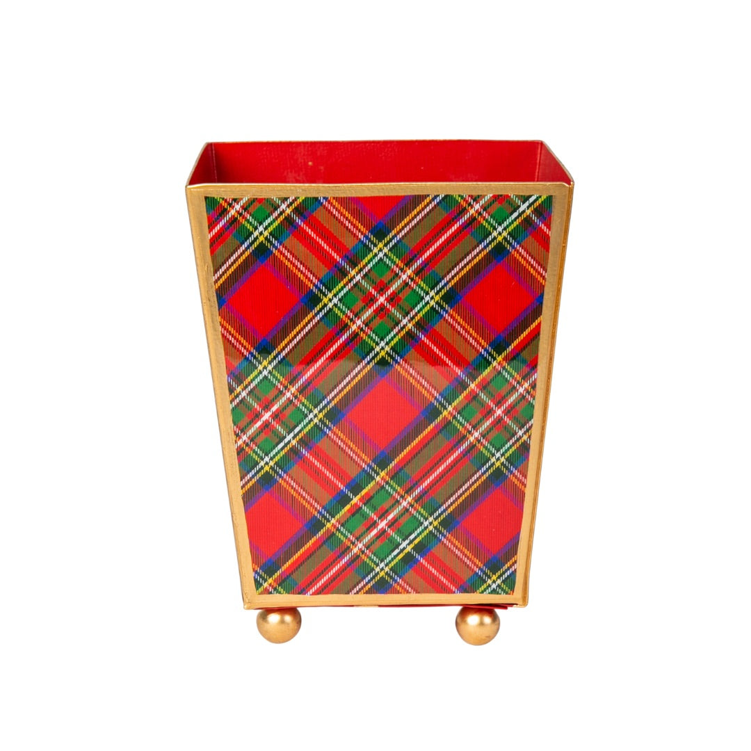 Royal Tartan Enameled Square Cachepot Planter