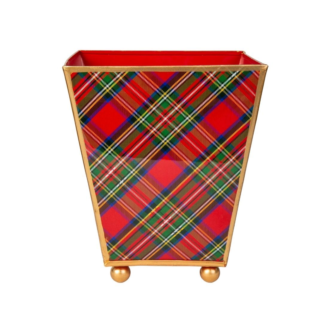 Royal Tartan Enameled Square Cachepot Planter