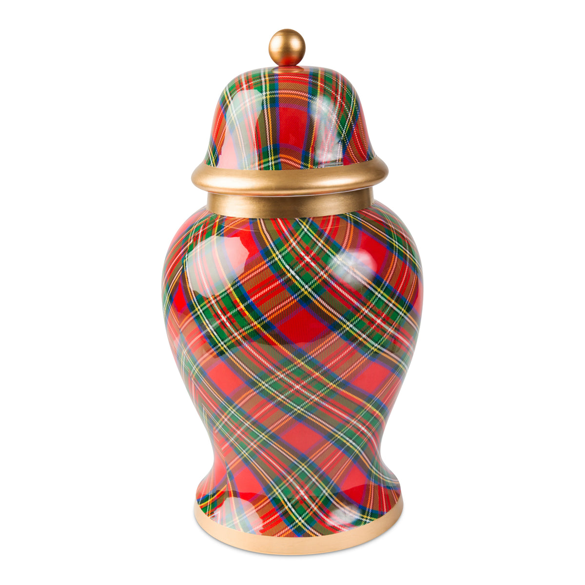 Royal Tartan Enameled Ginger Jar - Large