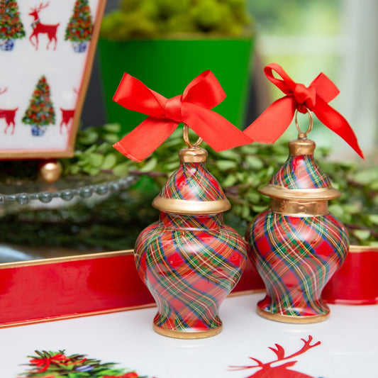 Royal Tartan Ginger Jar Ornaments - Small (3 Pack)