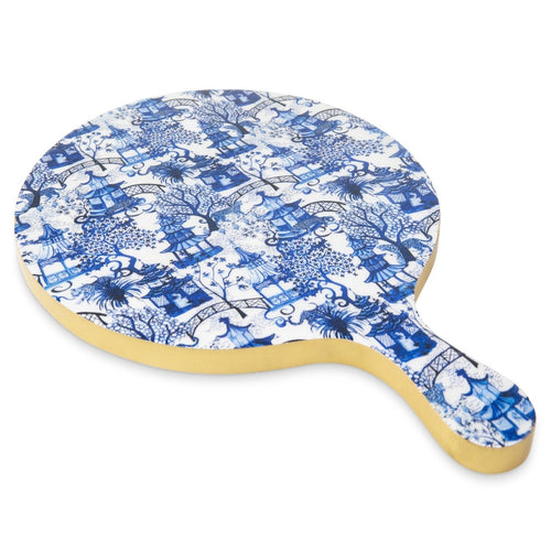 Garden Party White and Blue Wooden Charcuterie Board for Cutting, Chopping and Serving - Charcuterie Board from Jaye's Studio
