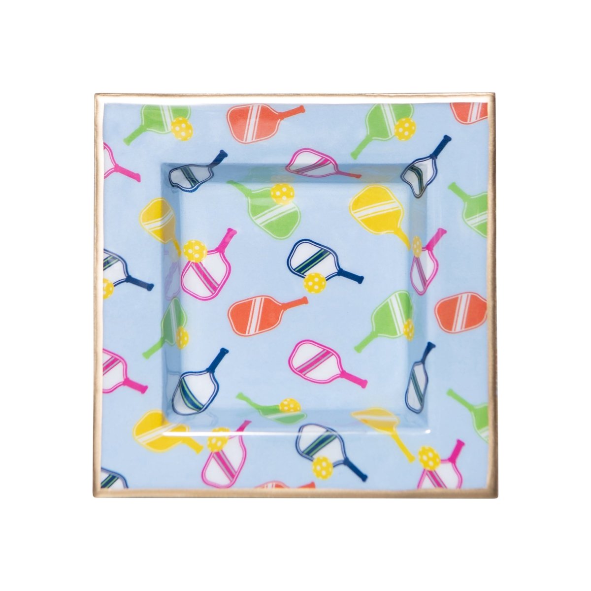 Pickleball Enameled Square Jewelry and Catch All Tray - Decorative Trays from Jaye's Studio