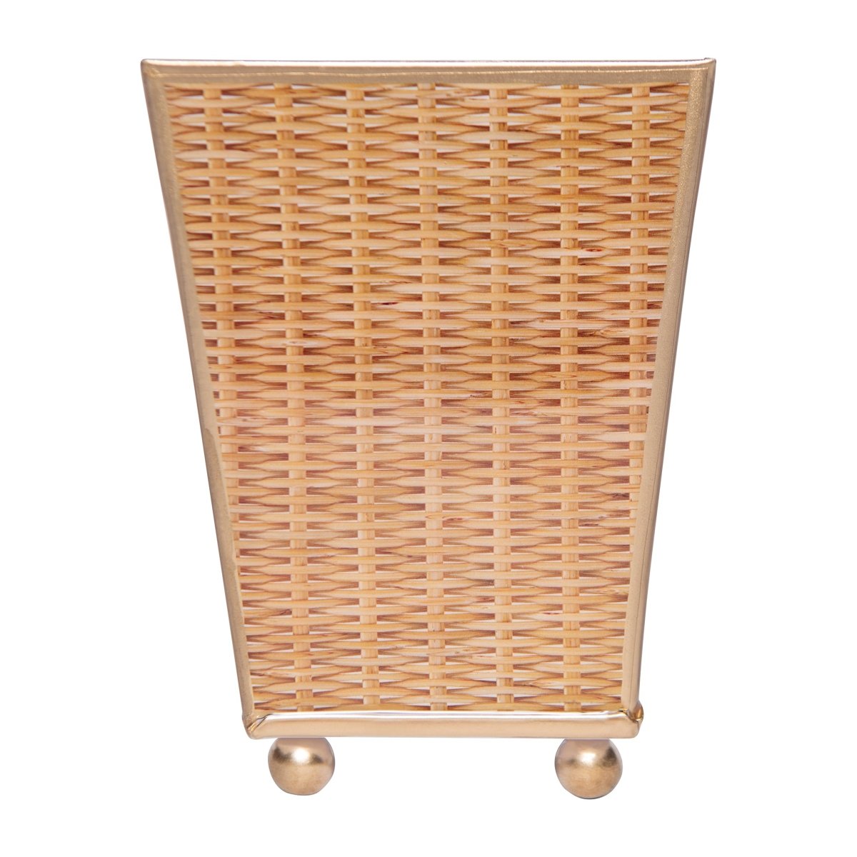 Rattan Enameled Brown Square Metal Cachepot Planter for Bedroom, Home Office, Kitchen, Living Room - Cachepots from Jaye's Studio